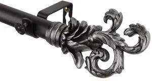 Federer Curtain Rod 1" OD 48-84 inch  - Black