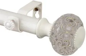 Elyse Curtain Rod 1" OD 66-120 inch  - White