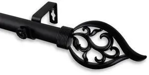 Vana Curtain Rod 1" OD 28-48 inch  - Black