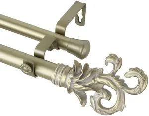Federer Double Curtain Rod 1" OD 120-170 inch  - Gold