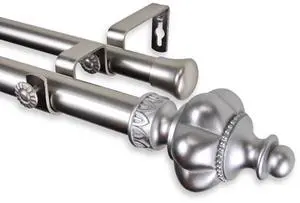 Eddy Double Curtain Rod 1" OD 160-240 inch  - Satin Nickel