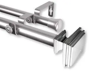 Maxim Double Curtain Rod 1 inch 120-170 inch - Satin Nickel