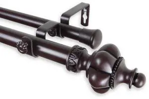 Eddy Double Curtain Rod 1" OD 48-84 inch  - Mahogany