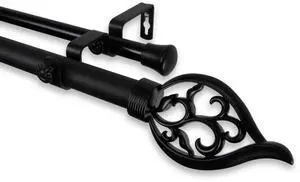 Vana Double Curtain Rod 1" OD 28-48 inch  - Black