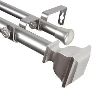 Osborne Double Curtain Rod 1 inch 66-120 inch - Satin Nickel