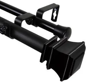 Elena Double Curtain Rod 1 inch 120-170 inch - Black