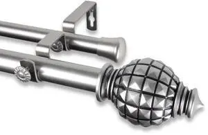 Apollo Double Curtain Rod 1" OD 160-240 inch  - Satin Nickel