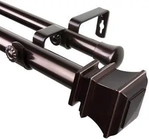 Elena Double Curtain Rod 1 inch 28-48 inch - Bronze