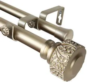 Alexander Double Curtain Rod 1 inch 66-120 inch - Light Gold