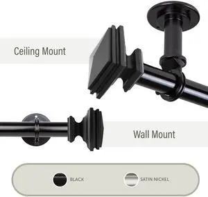 Maxim 1"  Ceiling Curtain Rod/ Room Divider  120-170 inch - Black