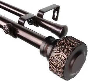 Alexander Double Curtain Rod 1 inch 120-170 inch - Bronze