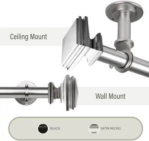 Maxim 1"  Ceiling Curtain Rod/ Room Divider  120-170 inch - Satin Nickel