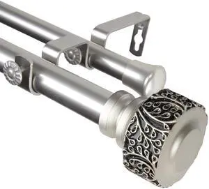 Alexander Double Curtain Rod 1 inch 120-170 inch - Satin Nickel