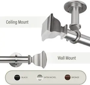 Osborne 1"  Ceiling Curtain Rod/ Room Divider  160-240 inch - Satin Nickel