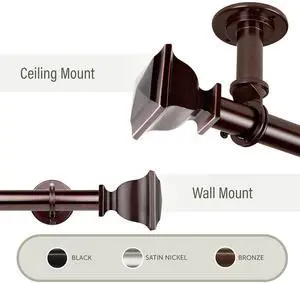 Osborne 1"  Ceiling Curtain Rod/ Room Divider  28-48 inch - Bronze
