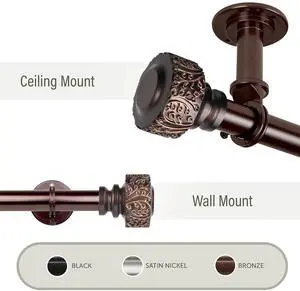 Alexander 1"  Ceiling Curtain Rod/ Room Divider  28-48 inch - Bronze