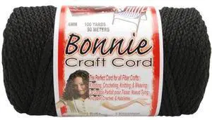 Pepperell BB6-100-042 6mm Bonnie Macram Craft Cord, 100-Yard, Black