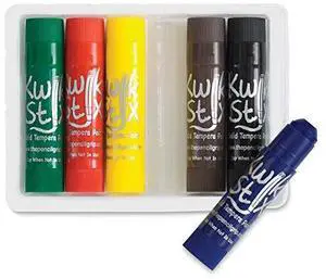 Pencil Grip Kwikstix Thin Stix Solid Tempera Paint 24 Pack, Super Quick Drying, 12 Classic 6 Neon & 6 Metallix Colors, (TPG-620)