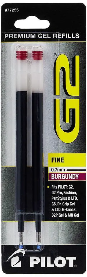Pilot, G2 Gel Ink Refills, Fine Point 0.7 mm, Burgundy, Pack of 2 Pilot, G2 Gel Ink Refills, Fine Point 0.7 mm, Burgundy, Pack of 2