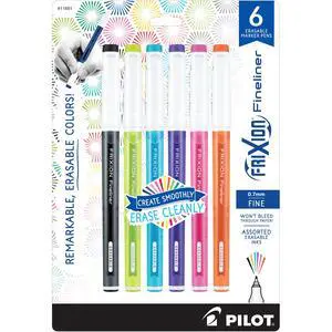 PILOT FriXion Fineliner Erasable Marker Pens, Fine Point, Assorted Vivid Color Inks, 6-Pack (11881) PILOT FriXion Fineliner Erasable Marker Pens, Fine Point, Assorted Vivid Color Inks, 6-Pack (11881)