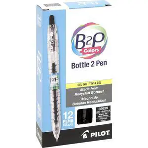 Pilot B2P Colors - Bottle to Pen Refillable & Retractable Rolling Ball Gel Pens Made From Recycled Bottles, Fine Point, Black G2 Inks, 0.7mm, 12-Pack Pilot B2P Colors - Bottle to Pen Refillable & Retractable Rolling Ball Gel Pens Made From Recycled Bottles, Fine Point, Black G2 Inks, 0.7mm, 12-Pack