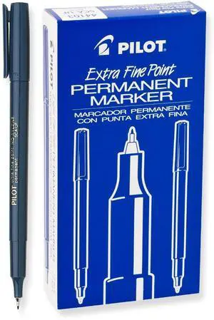 Pilot Extra Fine Point Permanent Markers, Marker Pens, Blue Ink, 12-Pack Pilot Extra Fine Point Permanent Markers, Marker Pens, Blue Ink, 12-Pack