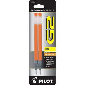Pilot, G2 Gel Ink Refills, Fine Point 0.7 mm, Orange, Pack of 2 Pilot, G2 Gel Ink Refills, Fine Point 0.7 mm, Orange, Pack of 2