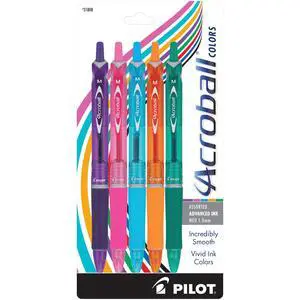 PILOT Acroball Colors Advanced Ink Refillable & Retractable Ball Point Pens, Medium Point, Black Ink, 5-Pack (31808) PILOT Acroball Colors Advanced Ink Refillable & Retractable Ball Point Pens, Medium Point, Black Ink, 5-Pack (31808)