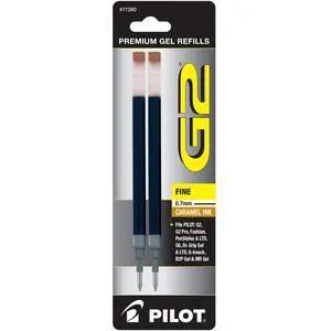 Pilot, G2 Gel Ink Refills, Fine Point 0.7 mm, Caramel, Pack of 2 Pilot, G2 Gel Ink Refills, Fine Point 0.7 mm, Caramel, Pack of 2