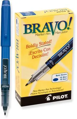 PILOT Bravo Liquid Ink Marker Pens, Bold Point, Blue Ink, 12-Pack (11035) PILOT Bravo Liquid Ink Marker Pens, Bold Point, Blue Ink, 12-Pack (11035)