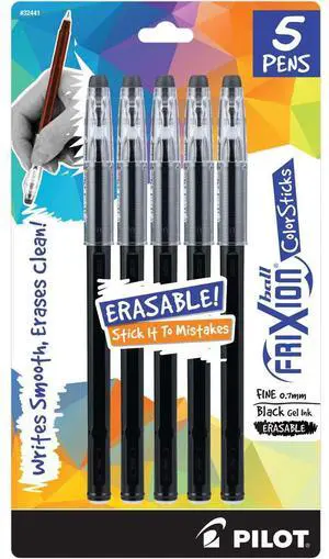 PILOT FriXion ColorSticks Erasable Gel Ink Stick Pens, Fine Point, Black Ink, 5-Pack (32441) PILOT FriXion ColorSticks Erasable Gel Ink Stick Pens, Fine Point, Black Ink, 5-Pack (32441)