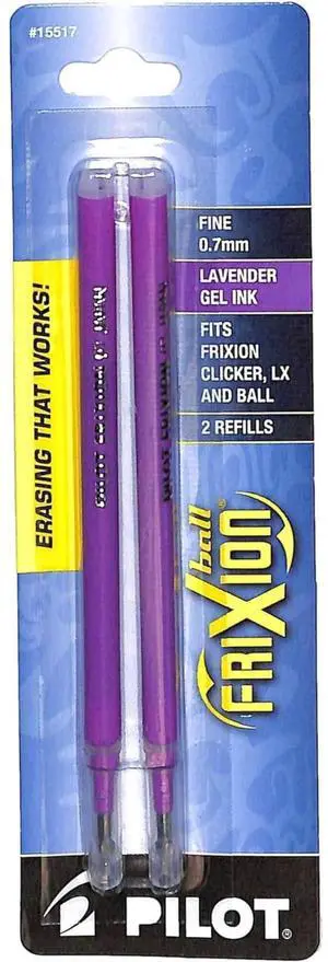 PILOT FriXion Gel Ink Refills For Clicker, LX & Ball Pens, Fine Point (0.7mm), Lavender Ink, 2-Pack (15517) PILOT FriXion Gel Ink Refills For Clicker, LX & Ball Pens, Fine Point (0.7mm), Lavender Ink, 2-Pack (15517)