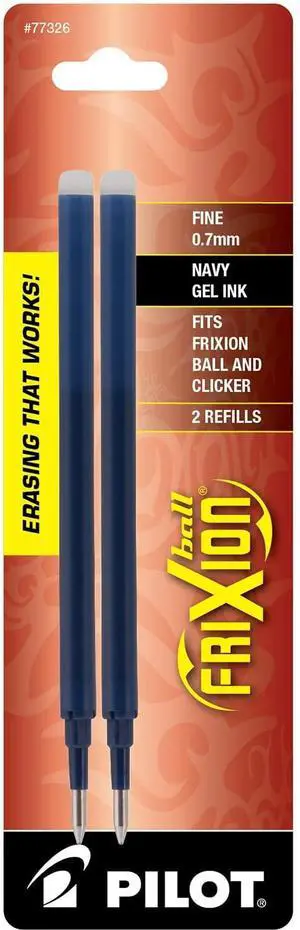 Pilot, FriXion Ball Gel Ink Refills for Erasable Pens, Fine Point 0.7 mm, Pack of 2, Navy Pilot, FriXion Ball Gel Ink Refills for Erasable Pens, Fine Point 0.7 mm, Pack of 2, Navy
