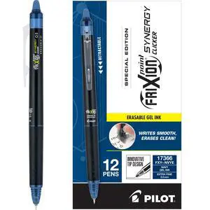 Pilot Pens, FriXion Synergy Clicker Erasable, Refillable, Retractable Gel Ink Pens, Extra Fine Point 0.5 mm, Pack of 12, Navy Ink Pilot Pens, FriXion Synergy Clicker Erasable, Refillable, Retractable Gel Ink Pens, Extra Fine Point 0.5 mm, Pack of 12, Navy Ink