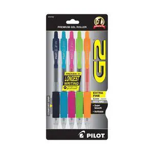 Pilot G2 Premium Retractable Gel-Ink Rolling Ball Pens, Extra Fine Point (0.5mm), Assorted, 5/Pk (14132) Pilot G2 Premium Retractable Gel-Ink Rolling Ball Pens, Extra Fine Point (0.5mm), Assorted, 5/Pk (14132)