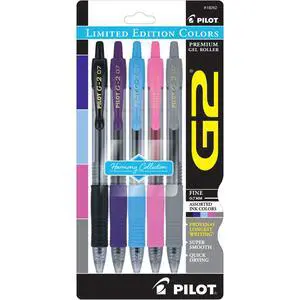 PILOT G2 Harmony Ink Collection Limited Edition Retractable Gel Pens, 0.7mm, Fine Point, Assorted Ink, 5-Pack PILOT G2 Harmony Ink Collection Limited Edition Retractable Gel Pens, 0.7mm, Fine Point, Assorted Ink, 5-Pack