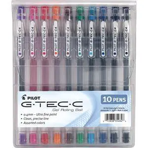 PILOT G-Tec-C Gel Ink Rolling Ball Pens, Ultra Fine Point (0.4mm), Assorted Color Inks, 10-Pack Pouch (35484) PILOT G-Tec-C Gel Ink Rolling Ball Pens, Ultra Fine Point (0.4mm), Assorted Color Inks, 10-Pack Pouch (35484)