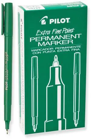 Pilot Extra Fine Point Permanent Markers, Marker Pens, Green Ink, 12-Pack Pilot Extra Fine Point Permanent Markers, Marker Pens, Green Ink, 12-Pack
