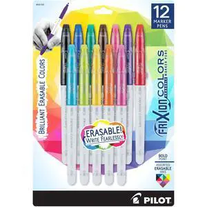 Pilot FriXion Colors Erasable Marker Pens, Bold Point, Erasable Pens, Assorted Color Inks, 12-Pack Pilot FriXion Colors Erasable Marker Pens, Bold Point, Erasable Pens, Assorted Color Inks, 12-Pack