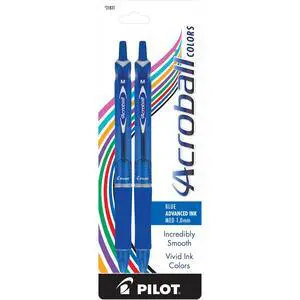 PILOT Acroball Colors Advanced Ink Refillable & Retractable Ball Point Pens, Medium Point, Blue Ink, 2-Pack PILOT Acroball Colors Advanced Ink Refillable & Retractable Ball Point Pens, Medium Point, Blue Ink, 2-Pack