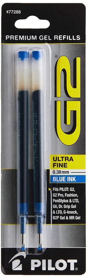 Pilot, G2 Gel Ink Refills, Ultra Fine Point 0.38 mm, Blue, Pack of 2 Pilot, G2 Gel Ink Refills, Ultra Fine Point 0.38 mm, Blue, Pack of 2