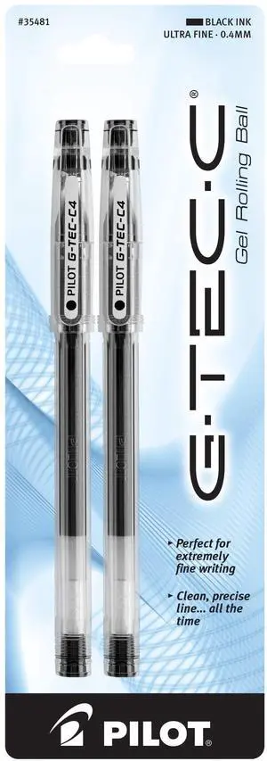 PILOT G-Tec-C Gel Ink Rolling Ball Pens, Ultra Fine Point (0.4mm), Black Ink, 2-Pack (35481) PILOT G-Tec-C Gel Ink Rolling Ball Pens, Ultra Fine Point (0.4mm), Black Ink, 2-Pack (35481)