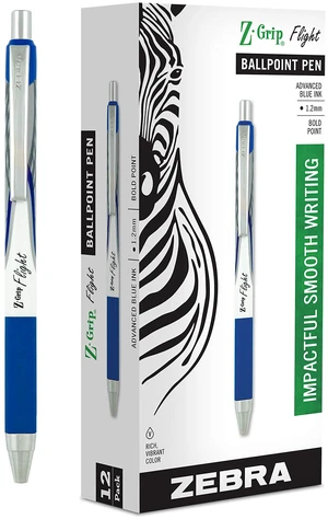 Z-Grip Flight Retractable Ballpoint Pen, Blue Ink, 1.2mm, 12-Pack Silky Smooth Writing, Low Viscosity Ink, Bold Point Tip, Ideal for School and Teacher Supplies, and Office Supplies (21920) Z-Grip Flight Retractable Ballpoint Pen, Blue Ink, 1.2mm, 12-Pack Silky Smooth Writing, Low Viscosity Ink, Bold Point Tip, Ideal for School and Teacher Supplies, and Office Supplies (21920)