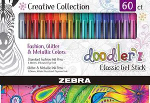 Zebra Pen doodler'z Gel Stick Pens, Assorted Ink, 1.0mm, 60-Bulk Pack Zebra Pen doodler'z Gel Stick Pens, Assorted Ink, 1.0mm, 60-Bulk Pack