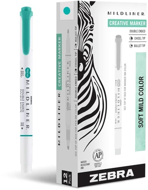 Zebra Pen MILDLINER No Bleed Highlighter, Summer Green, Dual Tip, 12-Pack Zebra Pen MILDLINER No Bleed Highlighter, Summer Green, Dual Tip, 12-Pack