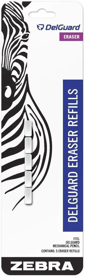 Zebra Pen DelGuard Mechanical Pencil Eraser Refill, White, 5-Pack Zebra Pen DelGuard Mechanical Pencil Eraser Refill, White, 5-Pack