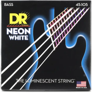 DR Strings HI-DEF NEON-White Silver Nickel Plated 4 Bass Guitar Strings, 45-105, Round Core (NWB-45) DR Strings HI-DEF NEON-White Silver Nickel Plated 4 Bass Guitar Strings, 45-105, Round Core (NWB-45)