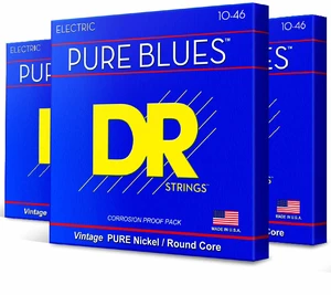 DR Strings - Pure Blues - Electric Guitar Strings 6-String Set - Medium 10-46 - Pure Nickel - 3 Pack - Electric Guitar Accessories (PHR-10-3PK) DR Strings - Pure Blues - Electric Guitar Strings 6-String Set - Medium 10-46 - Pure Nickel - 3 Pack - Electric Guitar Accessories (PHR-10-3PK)