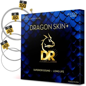 DR Strings Bass Guitar Strings | DRAGON SKIN+ Coated Quantum Nickel | DBQ-40 | Superior Sound with Comfortable Feel & Long Life | Light 40-100 (DBQ-40) DR Strings Bass Guitar Strings | DRAGON SKIN+ Coated Quantum Nickel | DBQ-40 | Superior Sound with Comfortable Feel & Long Life | Light 40-100 (DBQ-40)
