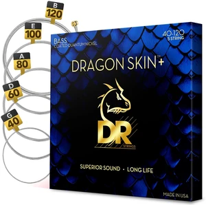 DR Strings Bass Guitar Strings | DRAGON SKIN+ Coated Quantum Nickel | DBQ5-40 | Superior Sound with Comfortable Feel & Long Life | 5 String Light 40-120 (DBQ5-40) DR Strings Bass Guitar Strings | DRAGON SKIN+ Coated Quantum Nickel | DBQ5-40 | Superior Sound with Comfortable Feel & Long Life | 5 String Light 40-120 (DBQ5-40)